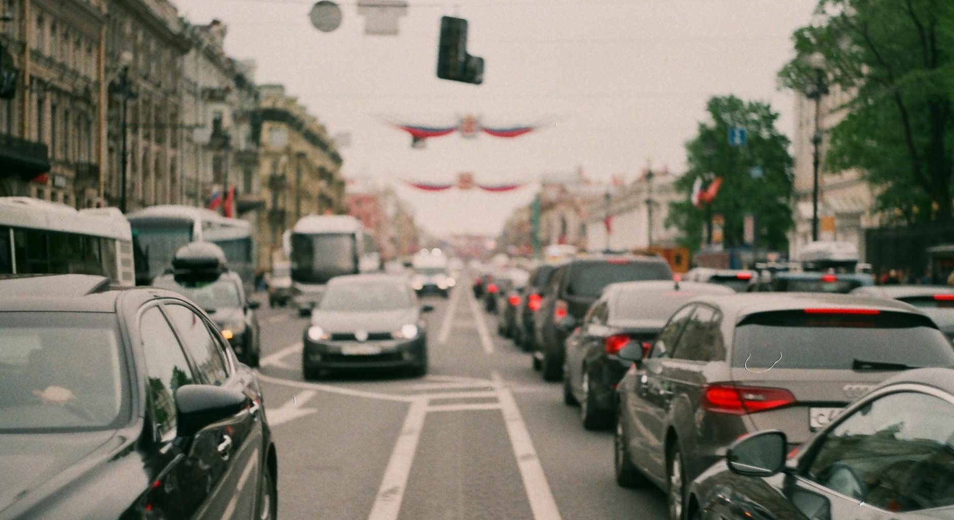 several cars on road
