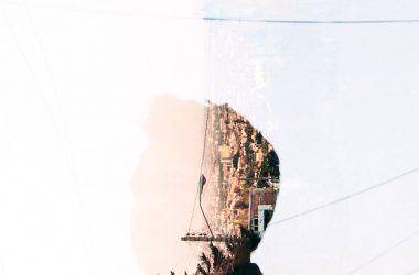 abstract reflected in glass man portrait